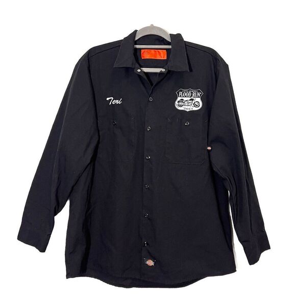 Dickies Work Shirt Mens L Biker Motorcycle Black Long Sleeve - Picture 1 of 6